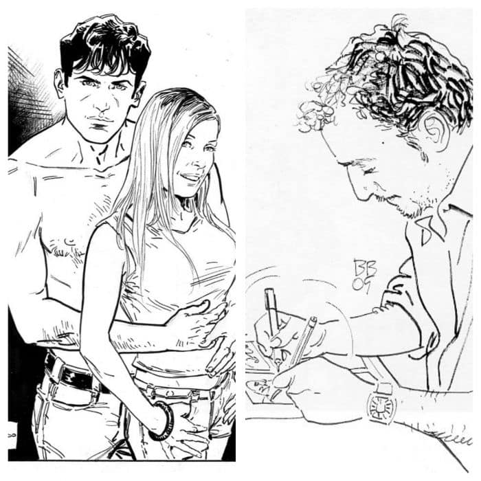 Luca Raimondo e un suo disegno di Dylan Dog